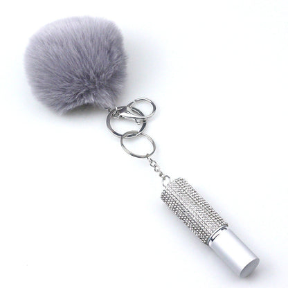 Alloy Hair Ball Perfume Spray Bottle KeyChain