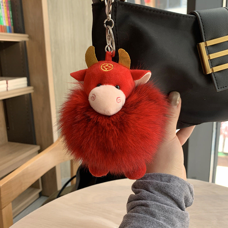 Cute Cow Plush Keychain