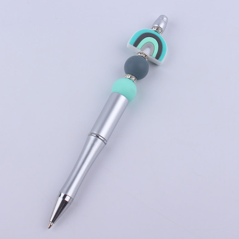 Beadable Pens Rainbow Silicone Beads Plastic Ballpoint Pen
