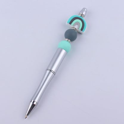 Beadable Pens Rainbow Silicone Beads Plastic Ballpoint Pen