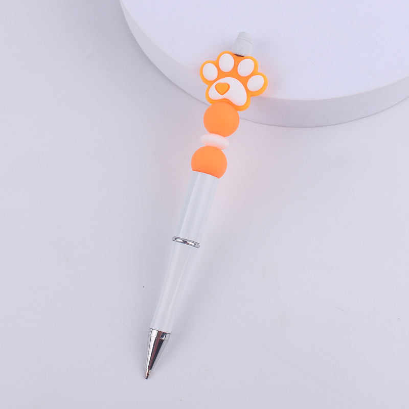 Handmade Bead Pen Cartoon Dog Paw Silicone Ballpoint