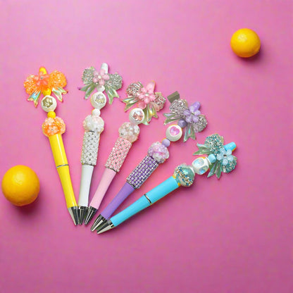 Beaded Pens Colorful Handmade Beaded Twisting Flower Butterfly