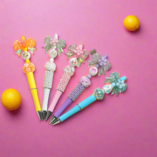Beaded Pens Colorful Handmade Beaded Twisting Flower Butterfly