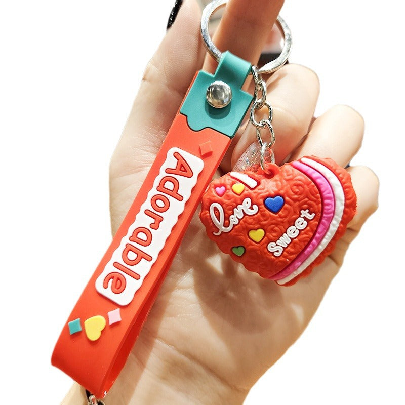Cartoon Heart PVC Soft Glue Keychains Cute Keychain