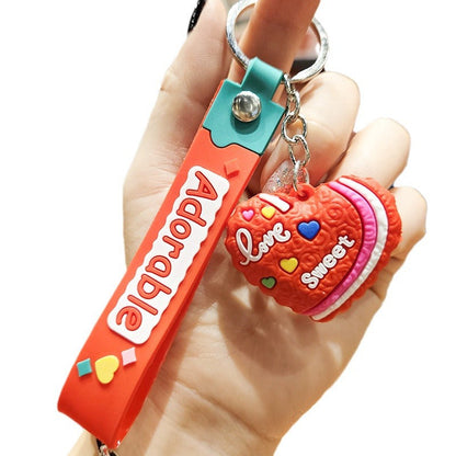 Cartoon Heart PVC Soft Glue Keychains Cute Keychain