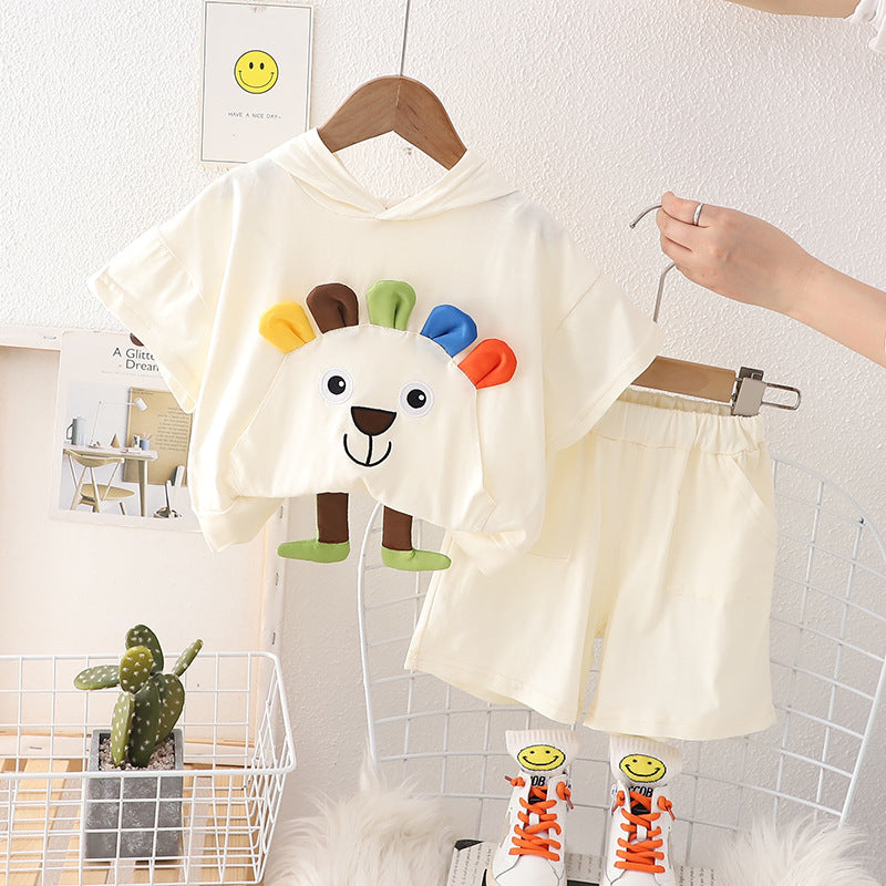 Summer Boys' Cotton Short Sleeved Shorts Set