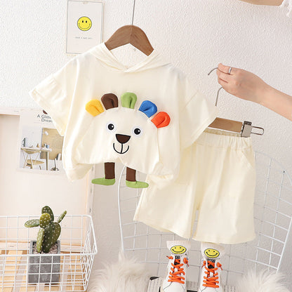 Summer Boys' Cotton Short Sleeved Shorts Set