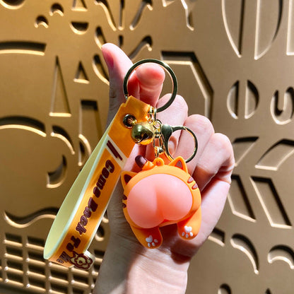 Cartoon Q Elastic Butt Decompression PVC Soft Glue Keychain