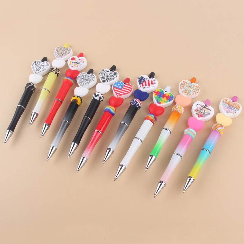 Cartoon Love Series Beadable Silicone Beaded Ballpoint Pen
