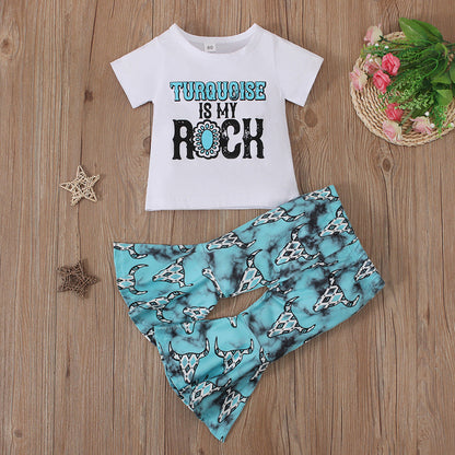 Children's Western Style Short Sleeve Two Piece Set