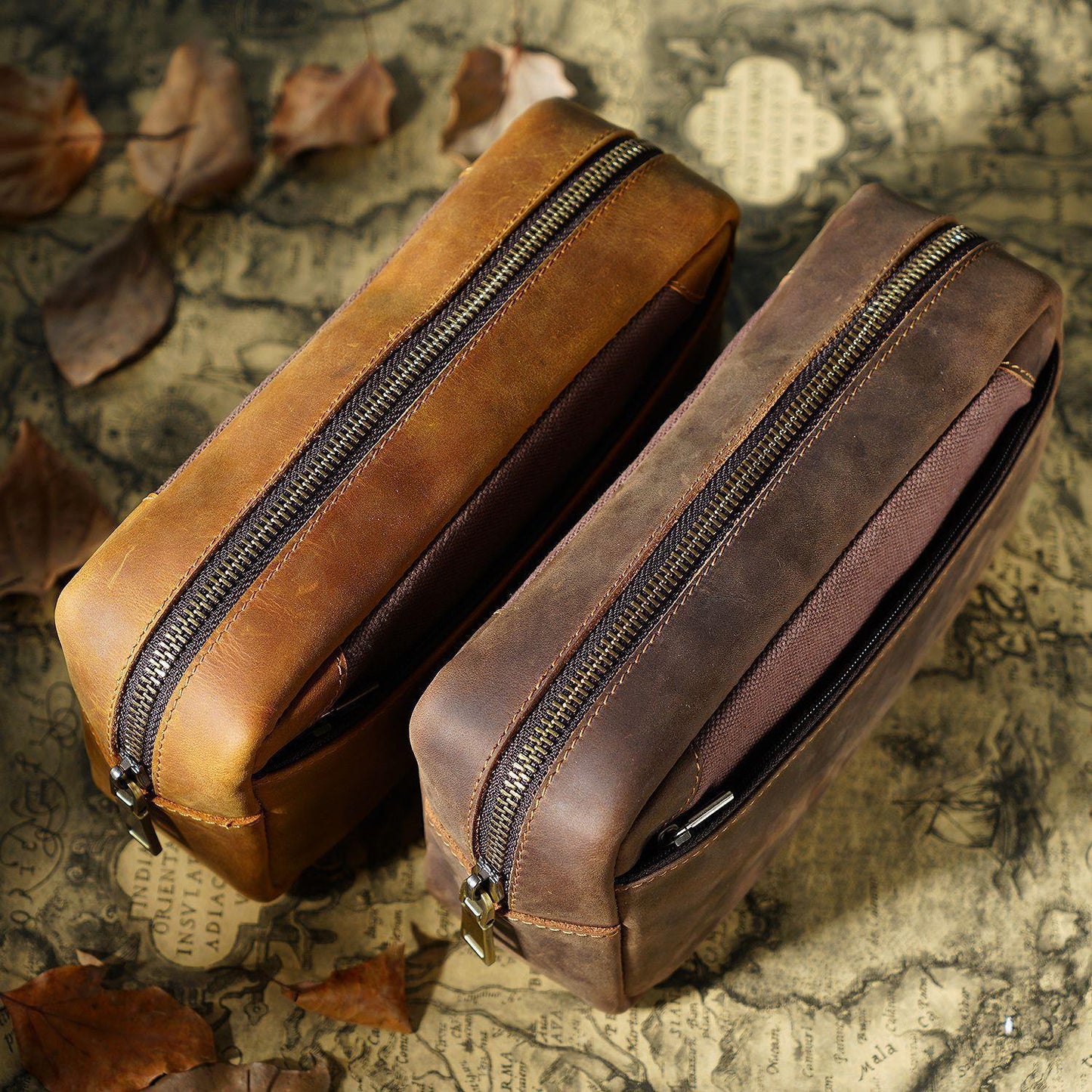 Leather Retro Multi -function Large -capacity Pen Bag