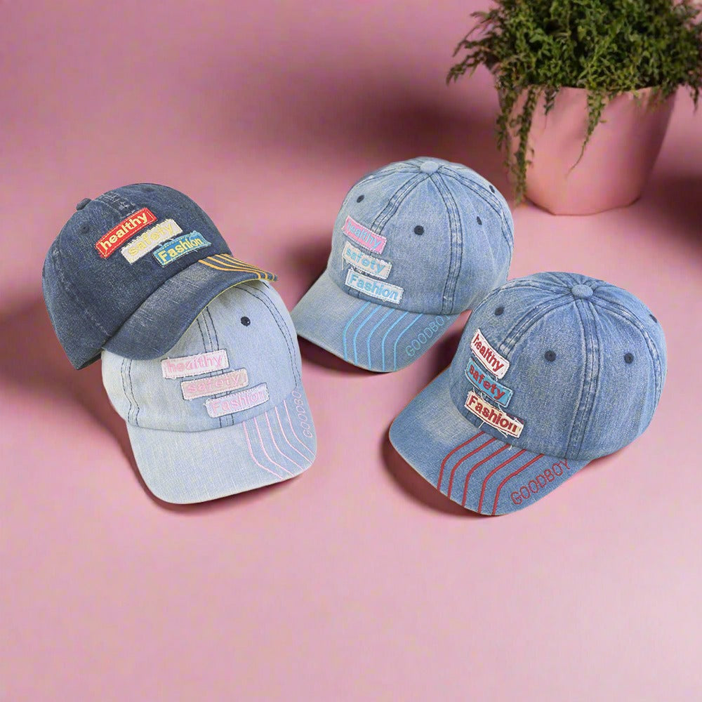Denim Soft Top English Label Children's Peaked Cap