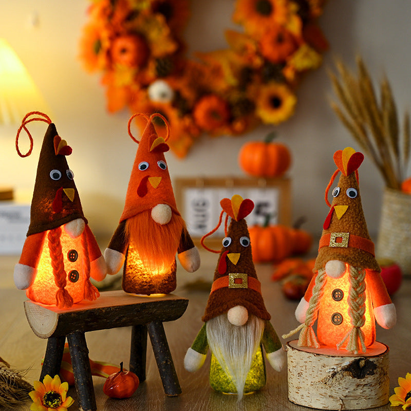 Turkey Hats Rudolf Lantern Pendant Faceless Dwarf Doll