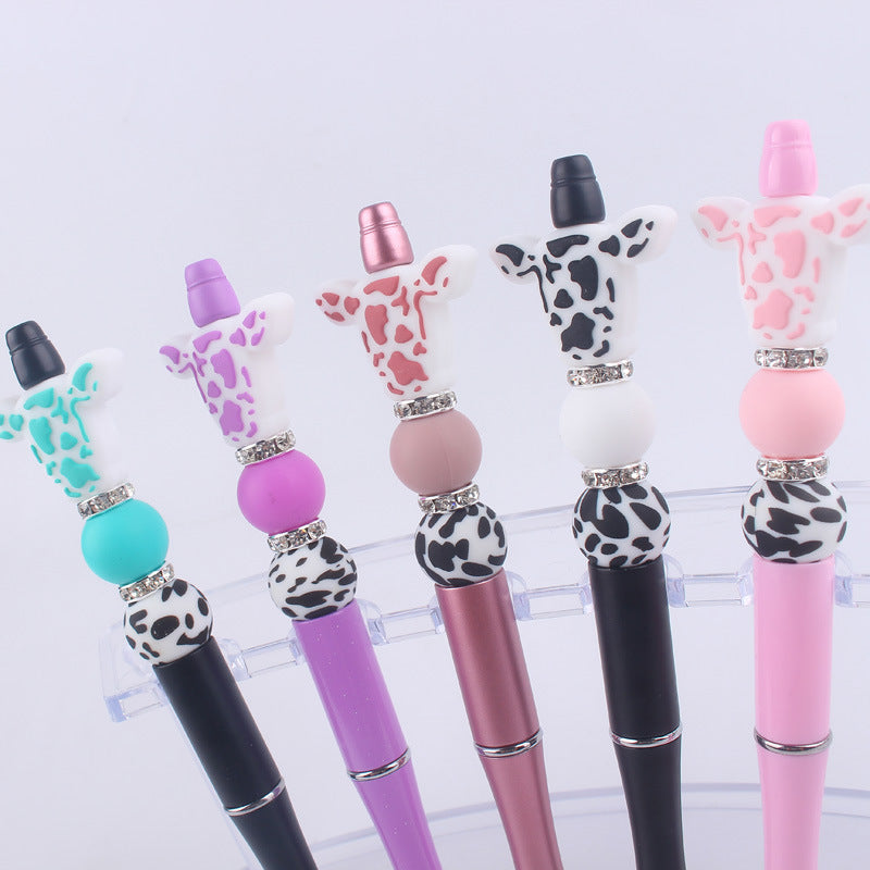 Cartoon Cow Head Cow Pattern Silicone Bead Pen