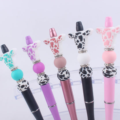 Cartoon Cow Head Cow Pattern Silicone Bead Pen