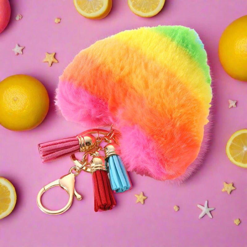 Plush Multi-color Fur Ball Tassel Key Chain