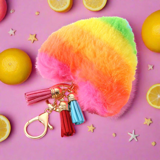 Plush Multi-color Fur Ball Tassel Key Chain