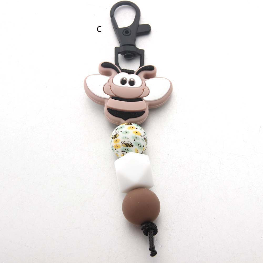 Bee Silicone Beaded Keychain