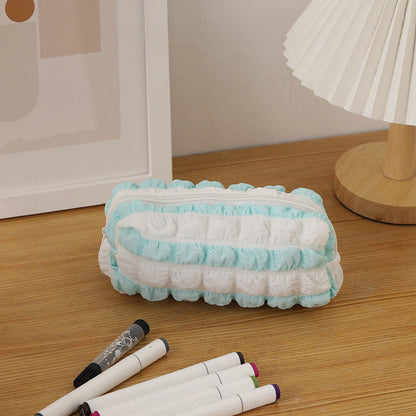 Color Block Striped Large Capacity Pencil Case