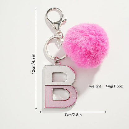 Two-color English Letter Fur Ball Keychain