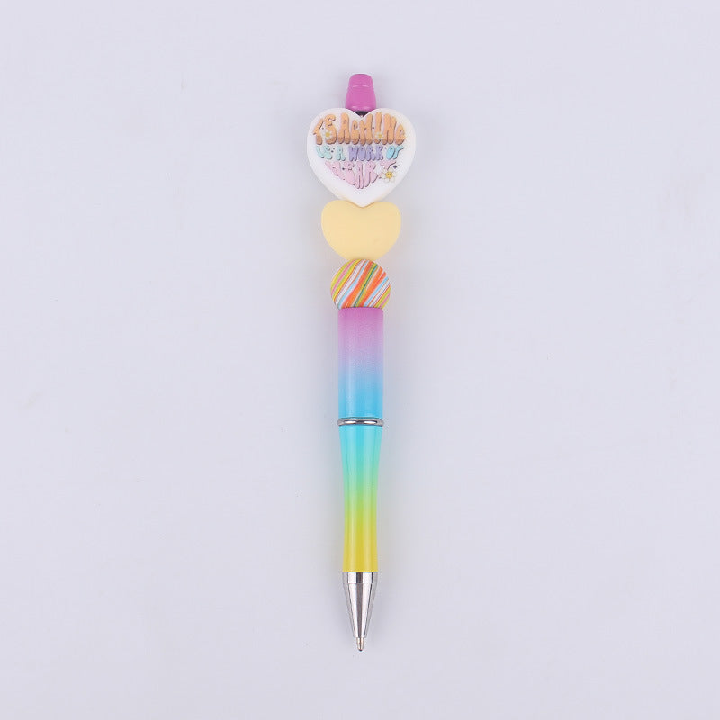 Cartoon Love Series Beadable Silicone Beaded Ballpoint Pen
