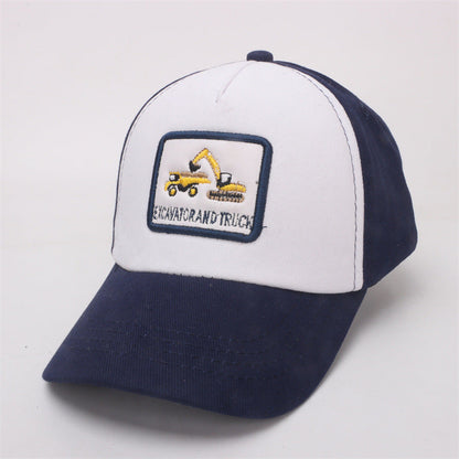 Cotton Polyester Cartoon Excavator Children's Baseball Caps