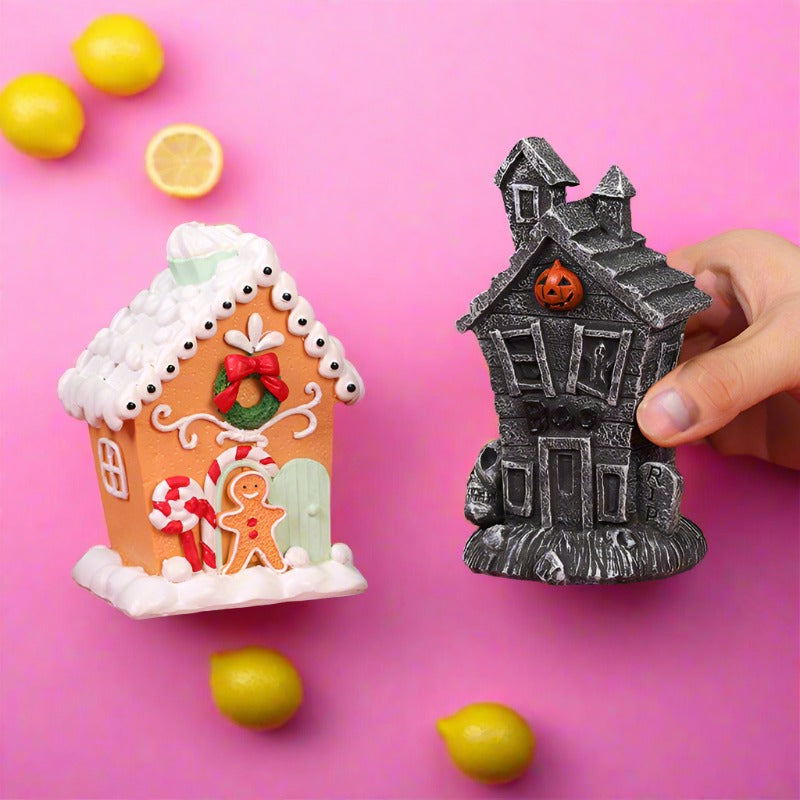 Christmas Gingerbread People's Small Houses Resin Ornaments