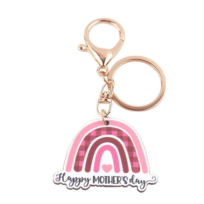 Cartoon Western Rainbow MAMA Wooden Small Keychains