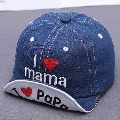 Cotton Printed Love Denim Children's Hats