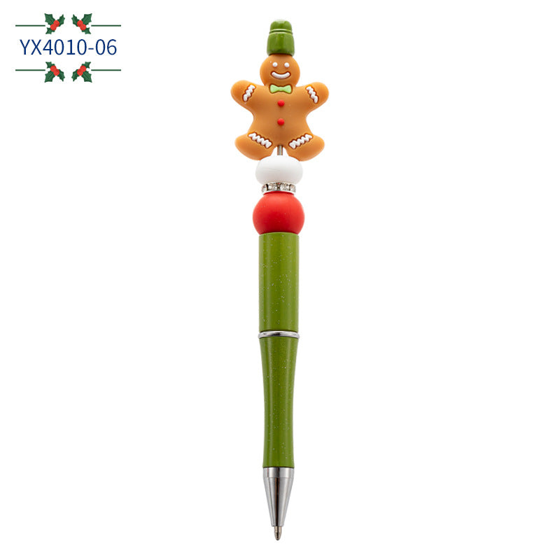 Christmas Cartoon Silicone Handmade Beaded Pen Ballpoint Pen