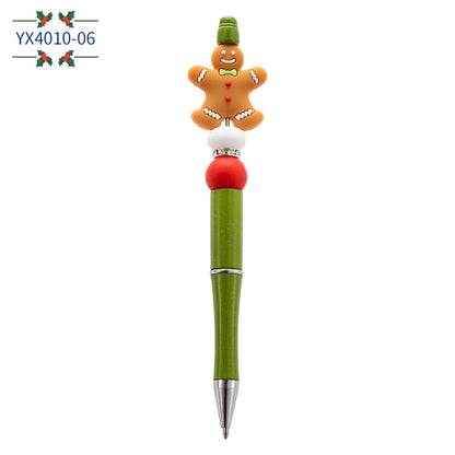 Christmas Cartoon Silicone Handmade Beaded Pen Ballpoint Pen