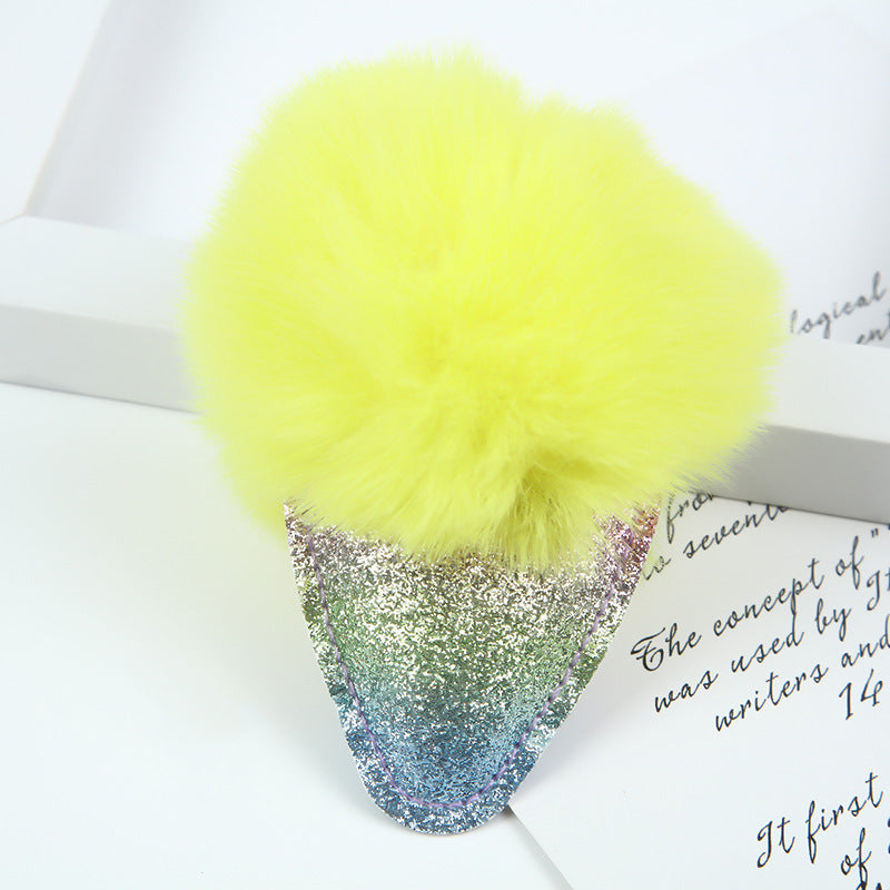 Hair Ball Ice Cream Cone Keychain