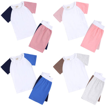 Wholesale Boys and Girls Contrasting Color Two-piece Kids Sports Suit