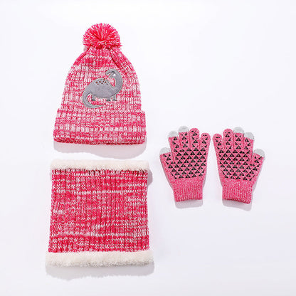 Wholesale Children's Winter Hat Knitted Woolen Scarf Gloves Set