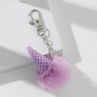 Fur Ball Ice Cream Cone Keychain