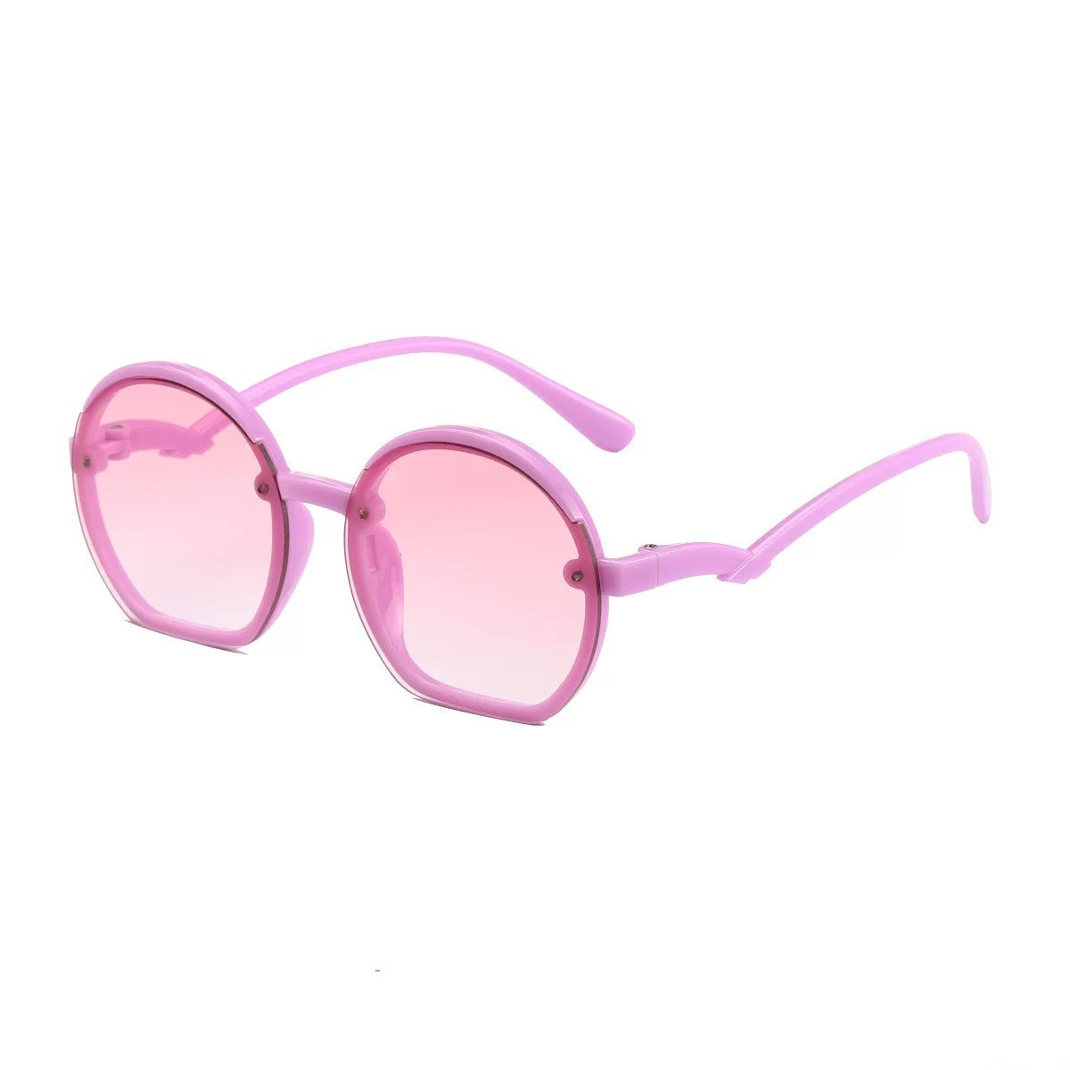 Curved Temple Round Frame Kids Sunglasses