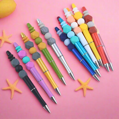 Beadable Pens Handmade Colorful Silicone Beaded Ballpoint Pen