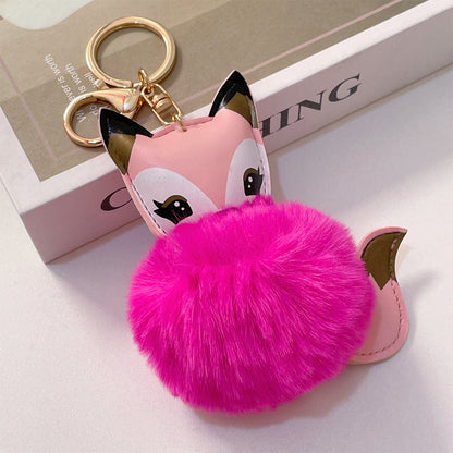Cartoon Cute Fox PU Plush Key Chain