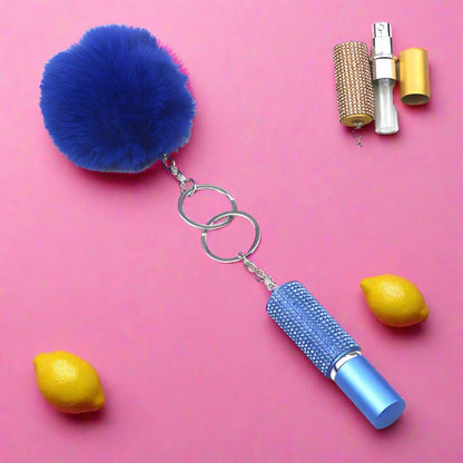 Alloy Hair Ball Perfume Spray Bottle KeyChain