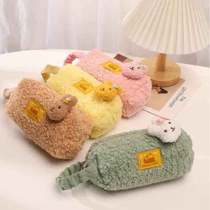 Portable Lamb Wool Large Capacity Simple Pencil Case
