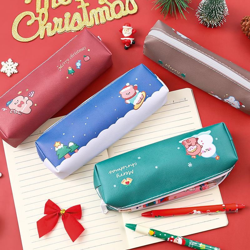 PU Christmas Cartoon Pencil Bag