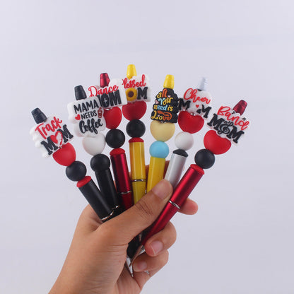 Cartoon Pattern Mother Series Silicone Beaded Ballpoint Pen