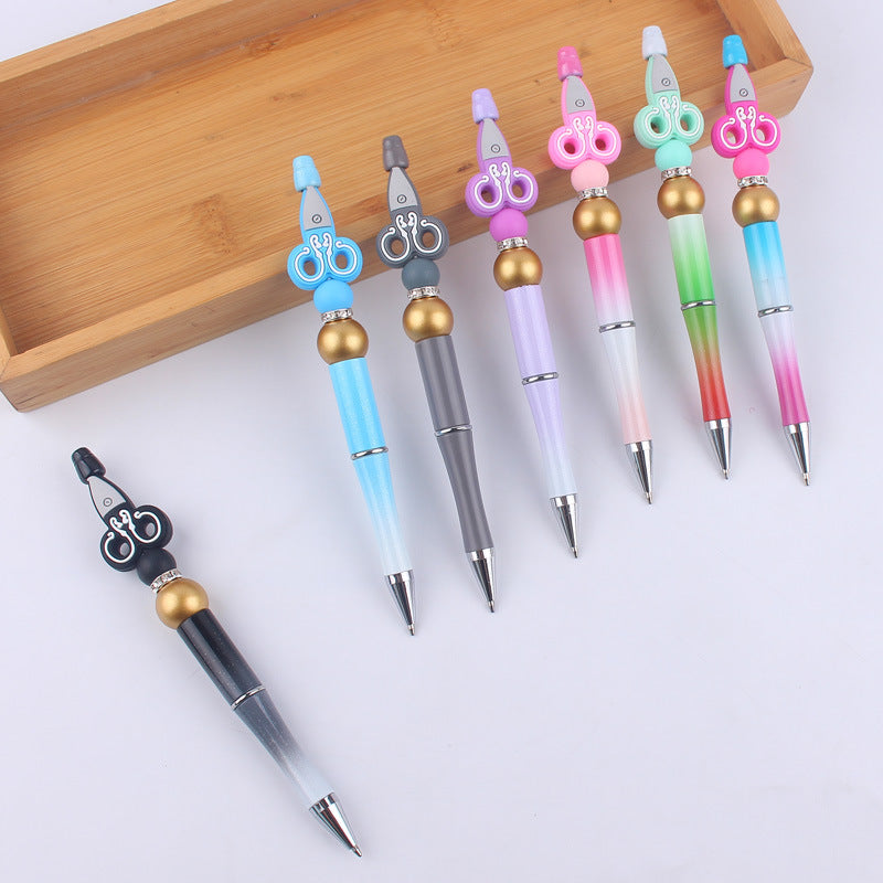 Cartoon Silicone Scissors, Handmade Plastic Bead Pens