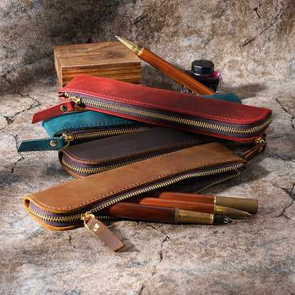 Cowhide Simple Pencil Case