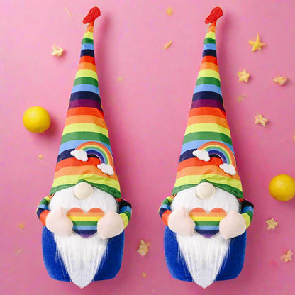 Polyester Knitting Rainbow Elf Rudolph Faceless Doll Colorful