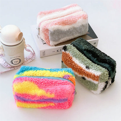Gradient Color Plush Pencil Case