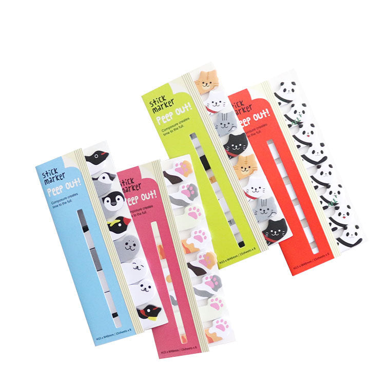 Row Animal Paper Self-adhesive Sticky Notes