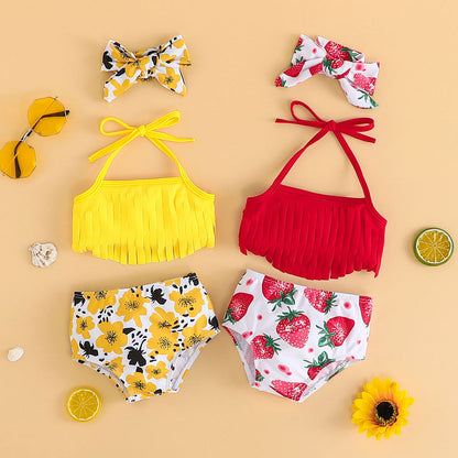 Children's Summer Fruit Swimwear + Bandana Split Swimwear