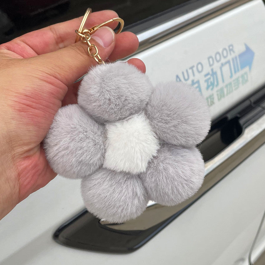 Hairball Flowers Cute Plush Keychain
