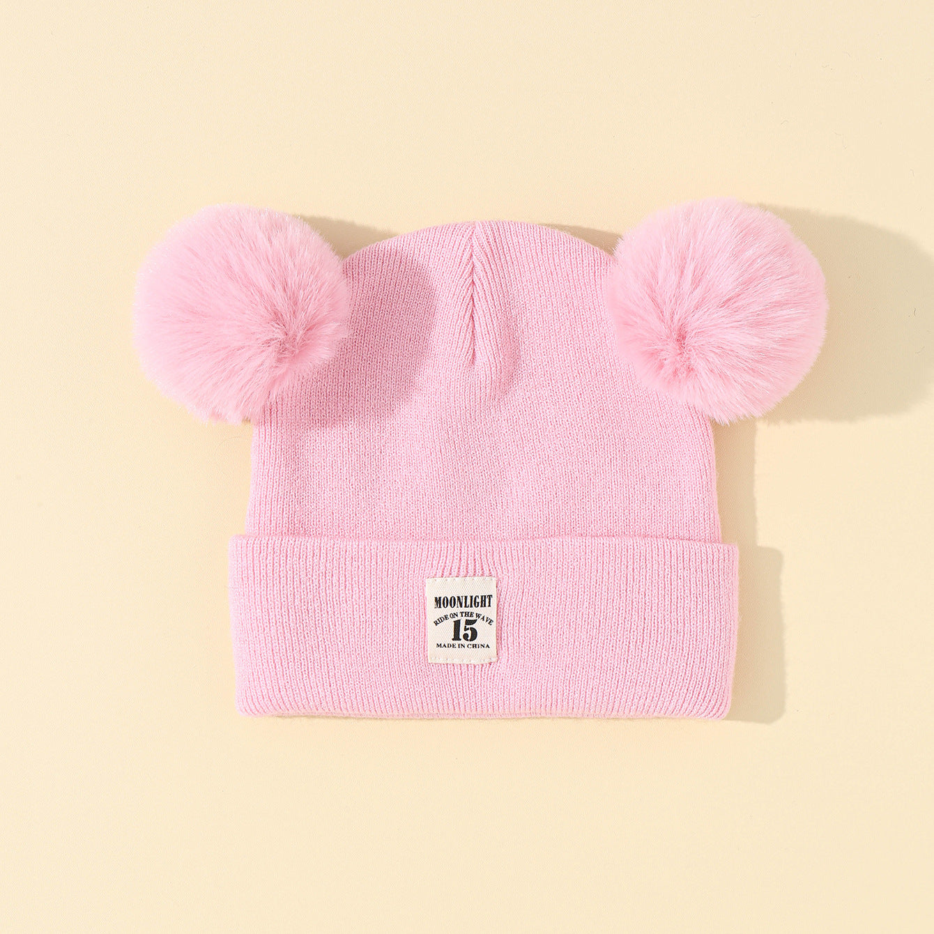 Wholesale acrylic autumn winter solid color woolen kids double ball hat